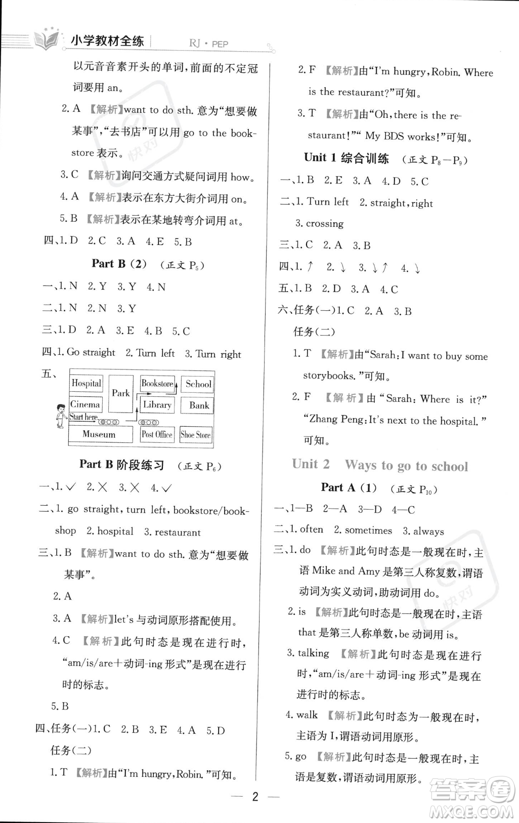 陜西人民教育出版社2023年秋小學(xué)教材全練六年級(jí)上冊(cè)英語(yǔ)人教PEP版答案