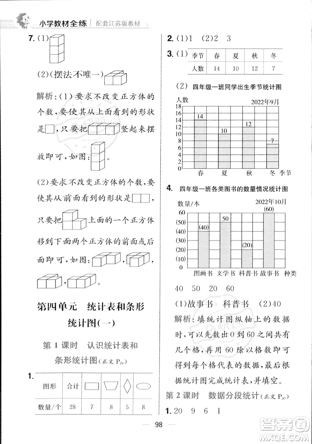 陜西人民教育出版社2023年秋小學(xué)教材全練四年級上冊數(shù)學(xué)江蘇版答案