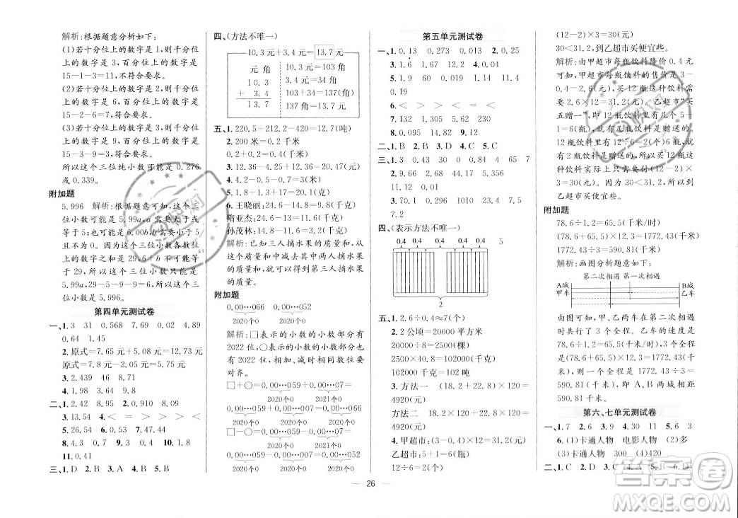 陜西人民教育出版社2023年秋小學(xué)教材全練五年級(jí)上冊(cè)數(shù)學(xué)江蘇版答案