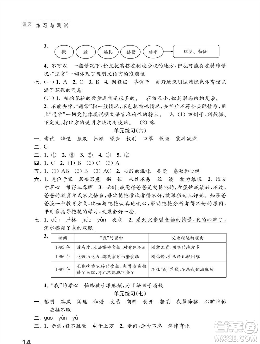 江蘇鳳凰教育出版社2023年秋小學(xué)語文練習(xí)與測試五年級上冊人教版參考答案