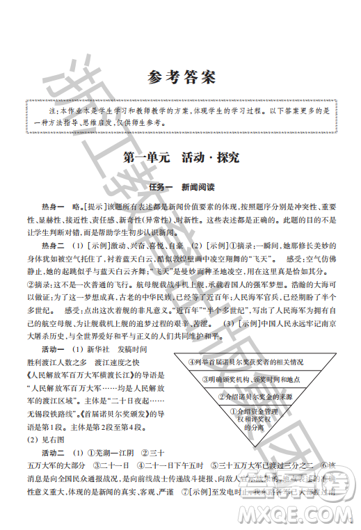 浙江教育出版社2023年秋語(yǔ)文作業(yè)本八年級(jí)上冊(cè)語(yǔ)文人教版答案