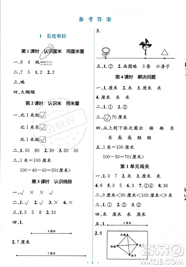 人民教育出版社2023年秋人教金學(xué)典同步解析與測評學(xué)考練二年級上冊數(shù)學(xué)人教版答案