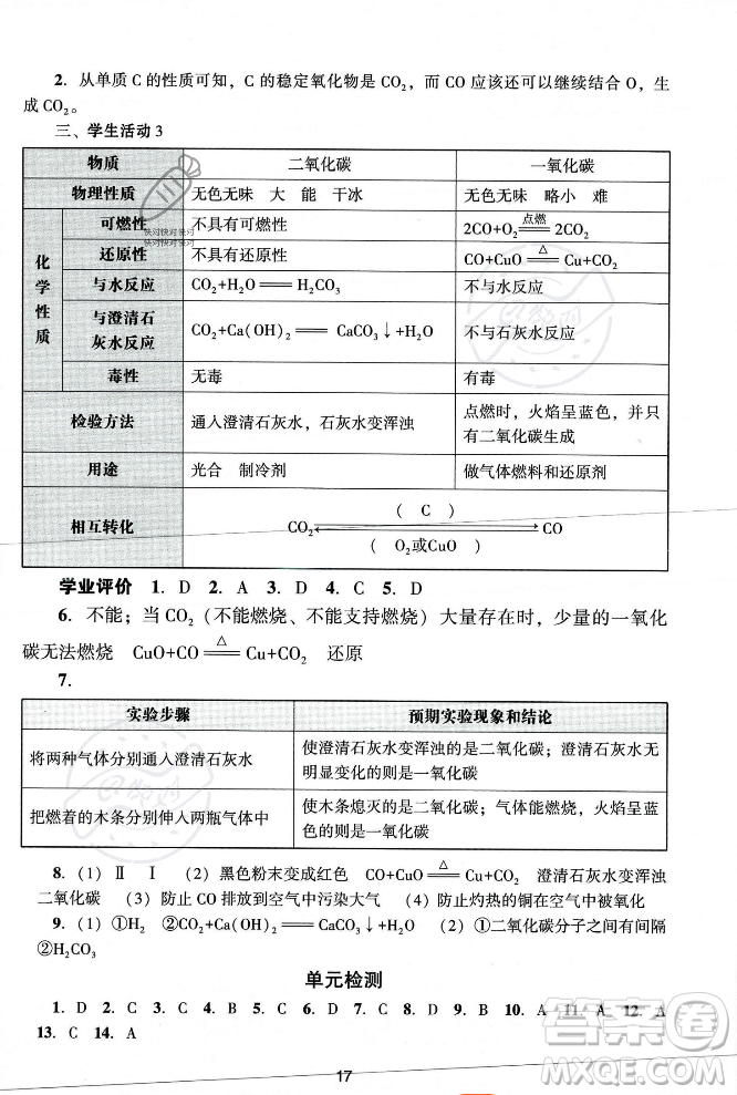 廣州出版社2023年秋陽(yáng)光學(xué)業(yè)評(píng)價(jià)九年級(jí)化學(xué)上冊(cè)人教版答案