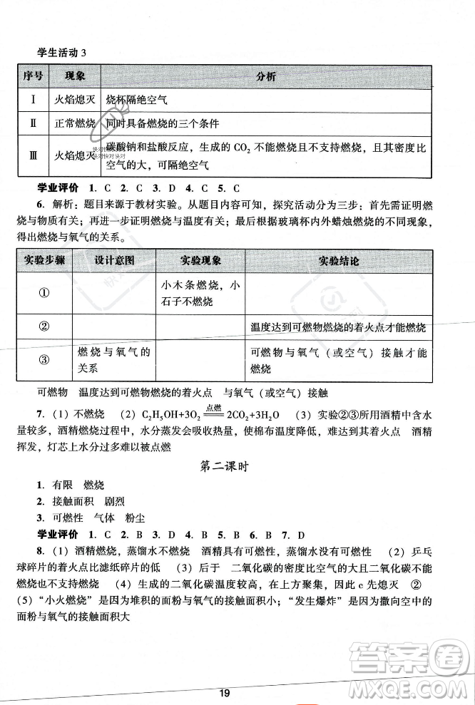 廣州出版社2023年秋陽(yáng)光學(xué)業(yè)評(píng)價(jià)九年級(jí)化學(xué)上冊(cè)人教版答案