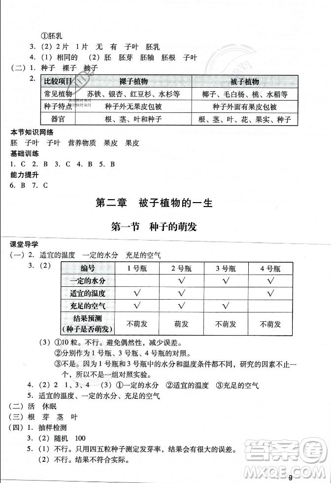 廣州出版社2023年秋陽(yáng)光學(xué)業(yè)評(píng)價(jià)七年級(jí)生物上冊(cè)人教版答案