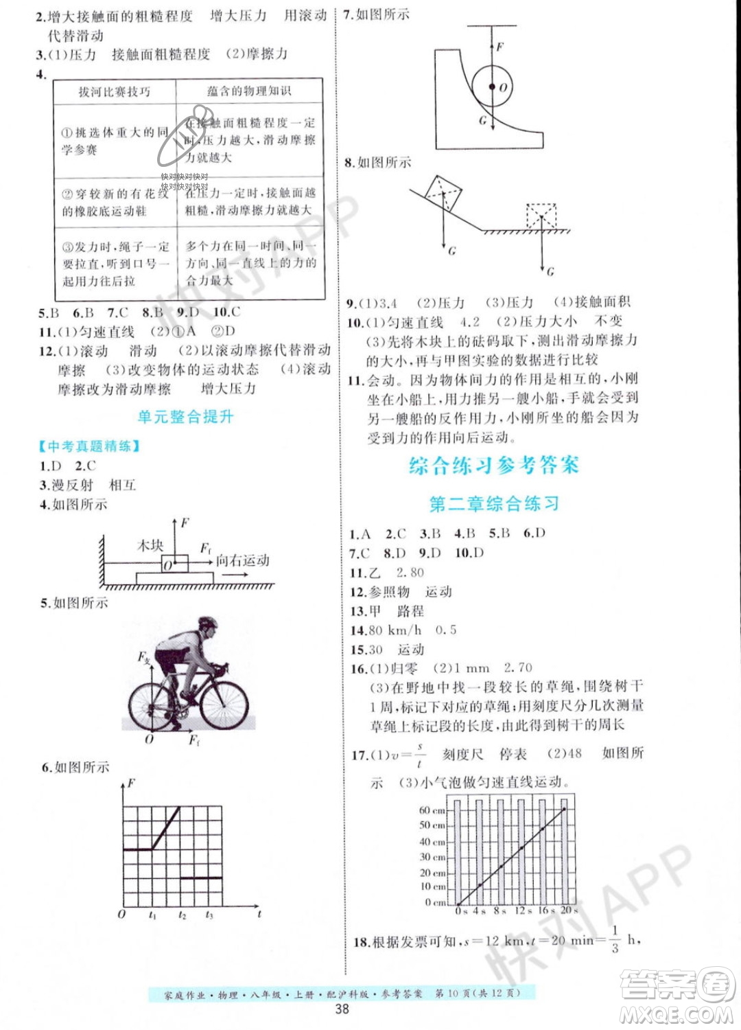 貴州科技出版社2023年秋家庭作業(yè)八年級(jí)物理上冊(cè)滬科版答案