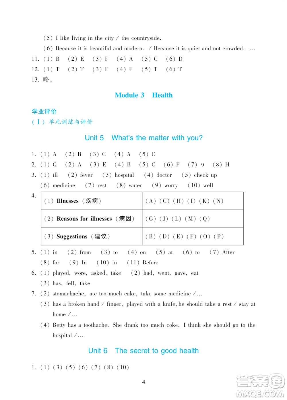 廣州出版社2023年秋陽光學業(yè)評價六年級英語上冊教科版參考答案