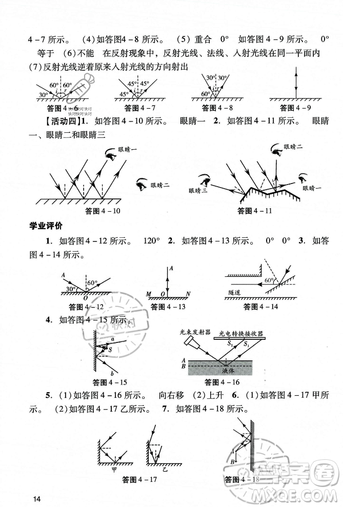 廣州出版社2023年秋陽光學(xué)業(yè)評價八年級物理上冊人教版答案