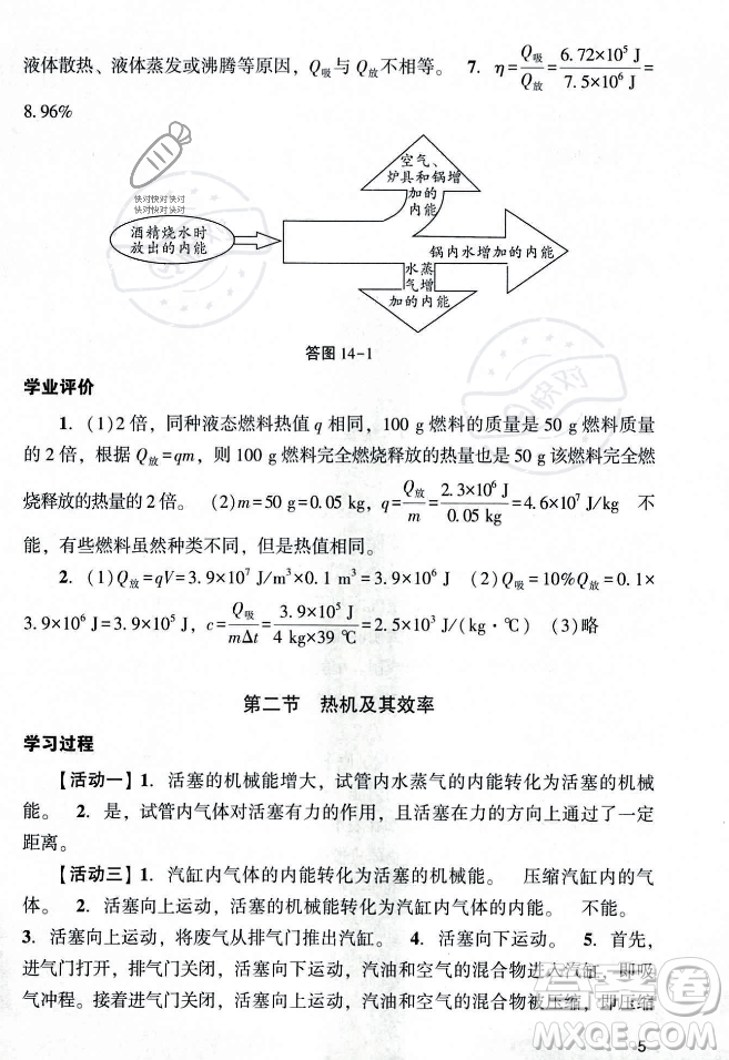 廣州出版社2023年秋陽光學(xué)業(yè)評價九年級物理上冊人教版答案