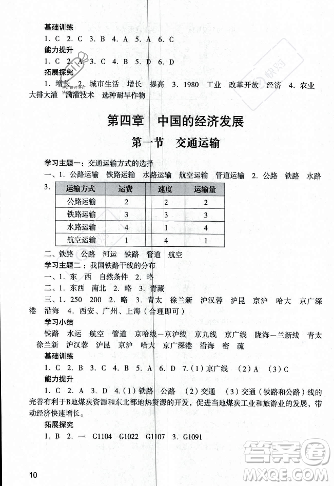 廣州出版社2023年秋陽光學(xué)業(yè)評(píng)價(jià)八年級(jí)地理上冊(cè)人教版答案