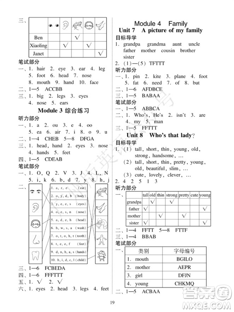 廣州出版社2023年秋小學英語目標實施手冊三年級上冊廣州教科版參考答案