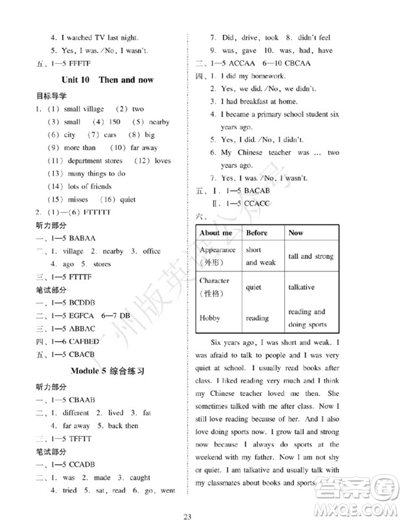 廣州出版社2023年秋小學(xué)英語目標(biāo)實(shí)施手冊(cè)六年級(jí)上冊(cè)廣州教科版參考答案