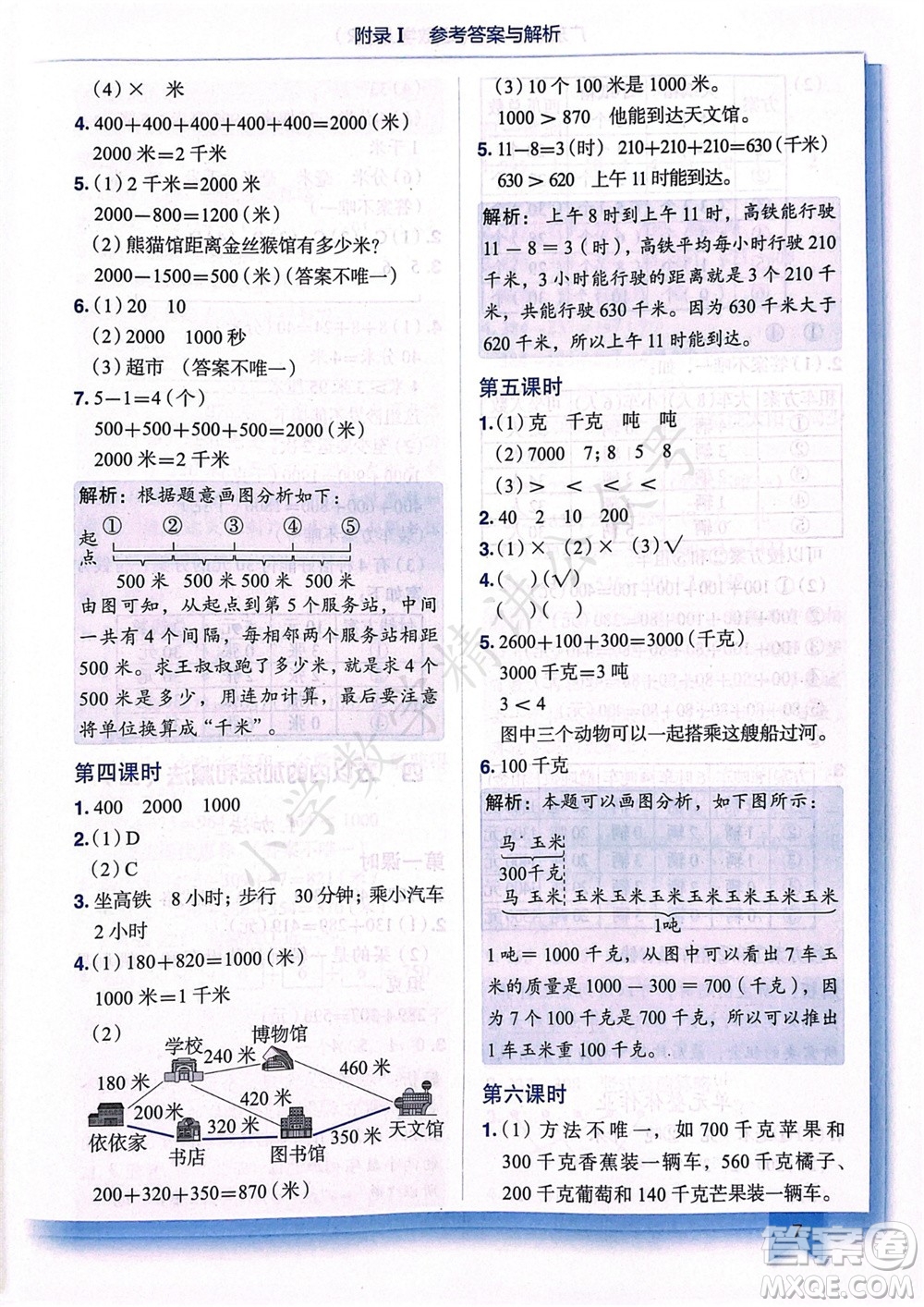 龍門書局2023年秋黃岡小狀元作業(yè)本三年級數(shù)學(xué)上冊人教版廣東專版參考答案