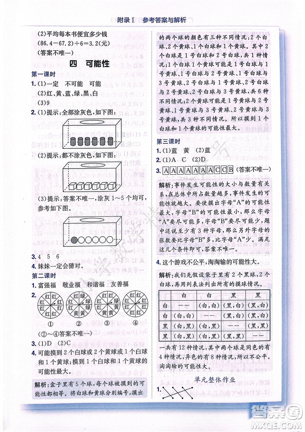 龍門書局2023年秋黃岡小狀元作業(yè)本五年級數(shù)學上冊人教版廣東專版參考答案