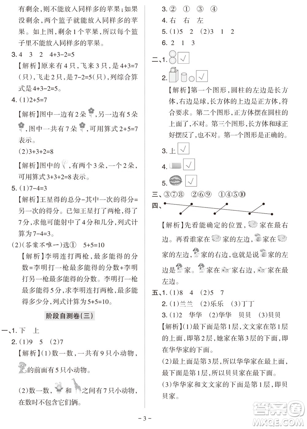 2023年秋學(xué)習(xí)方法報小學(xué)數(shù)學(xué)一年級上冊階段自測卷北師大版參考答案