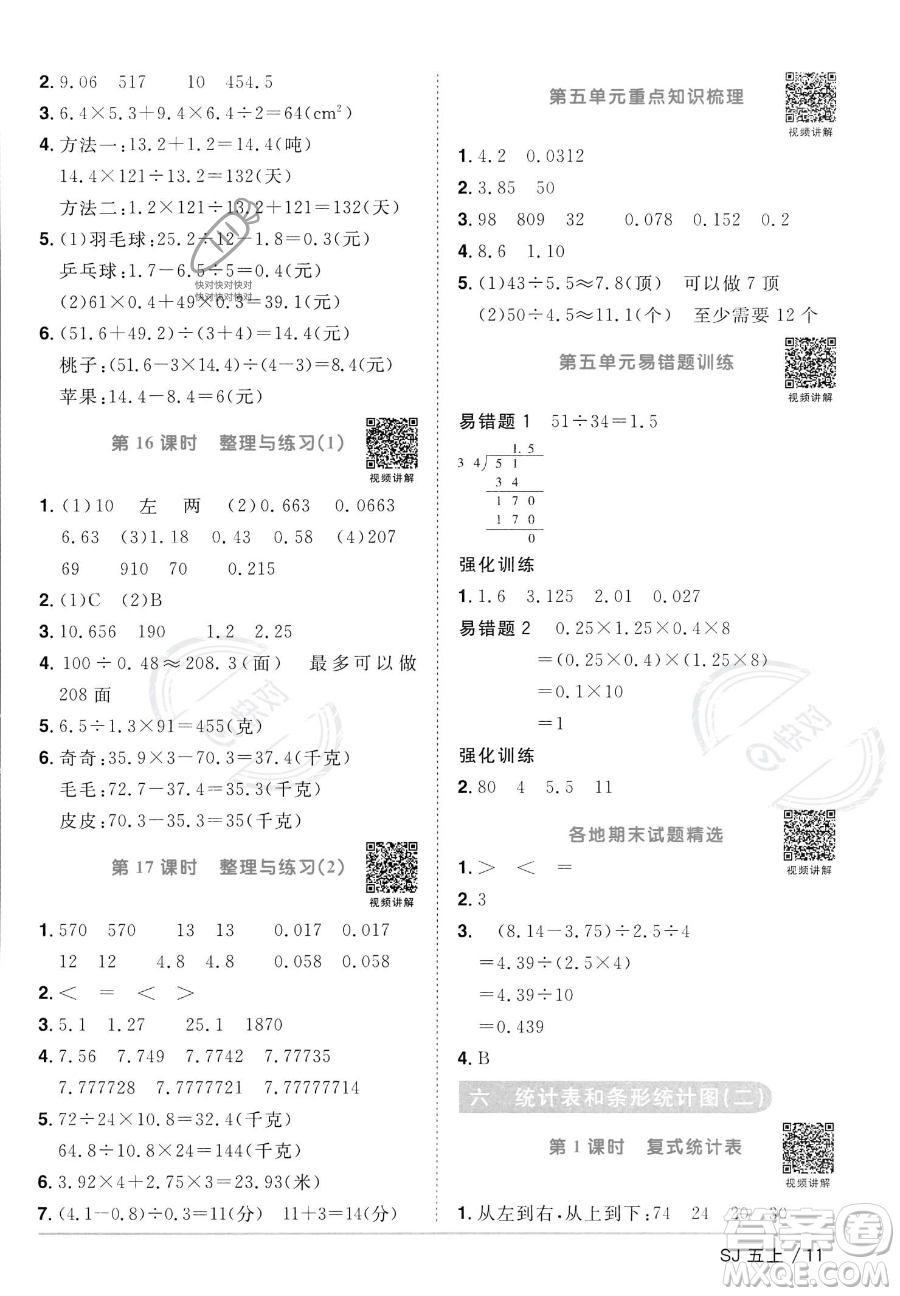 江西教育出版社2023年秋陽光同學(xué)課時優(yōu)化作業(yè)五年級數(shù)學(xué)上冊蘇教版答案