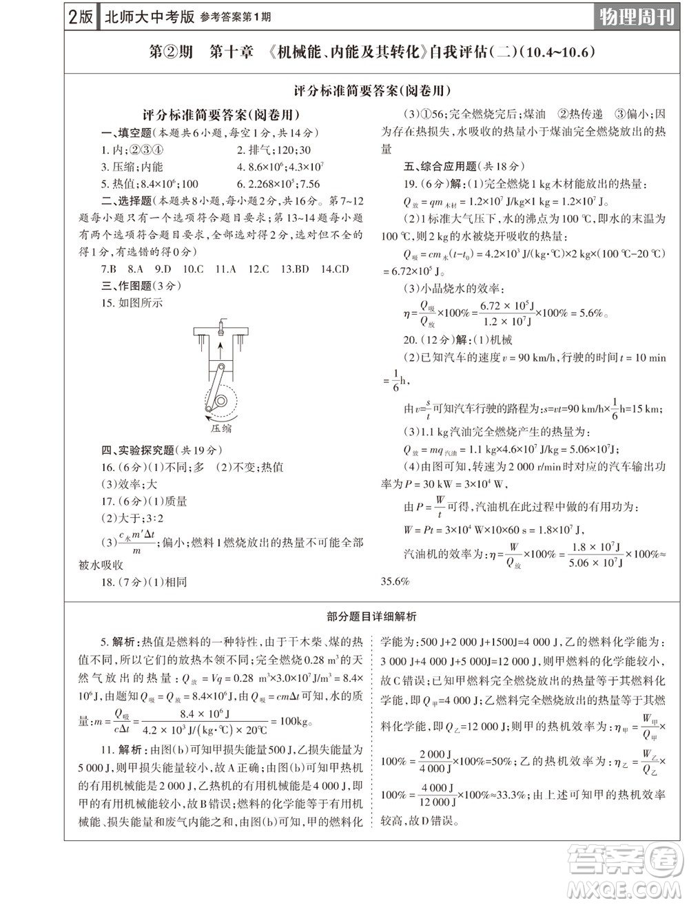 2023年秋學(xué)習(xí)方法報(bào)物理周刊九年級上冊北師大版中考專版第1期參考答案