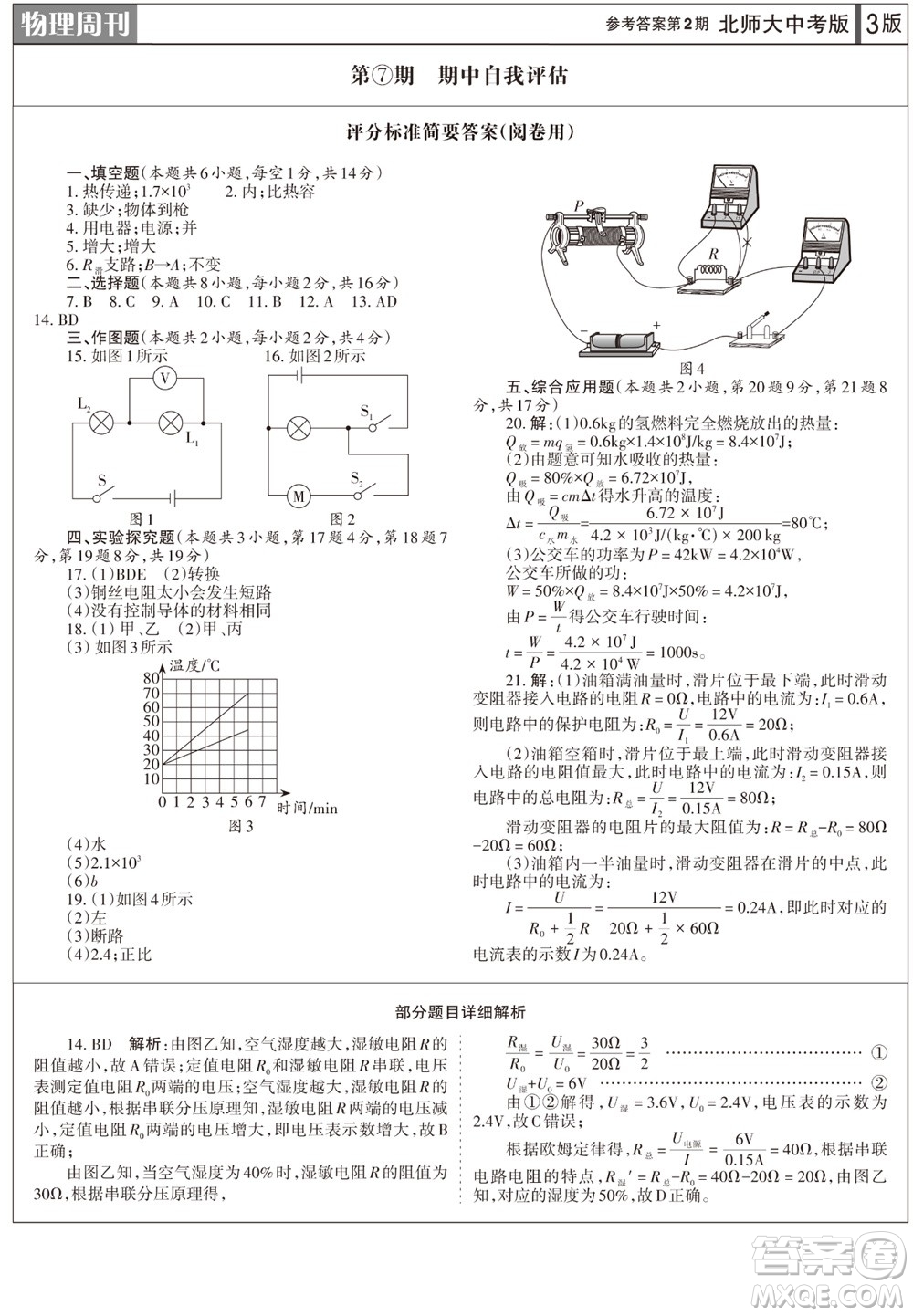 2023年秋學(xué)習(xí)方法報(bào)物理周刊九年級(jí)上冊(cè)北師大版中考專版第2期參考答案