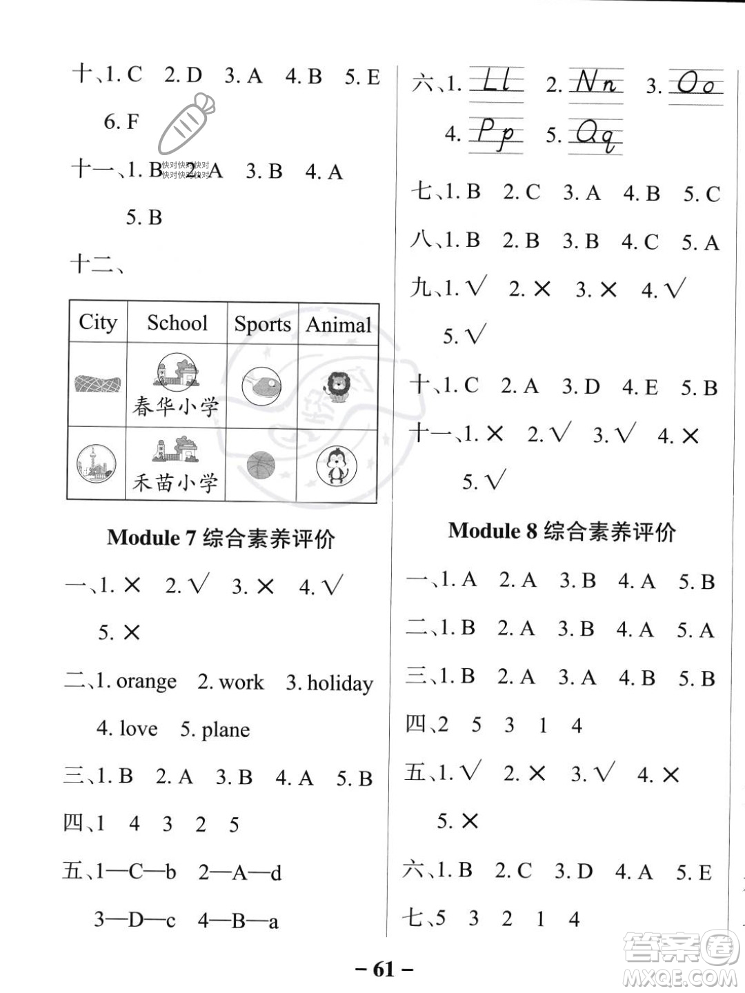 遼寧教育出版社2023年秋PASS小學學霸作業(yè)本二年級英語上冊外研版一起點答案