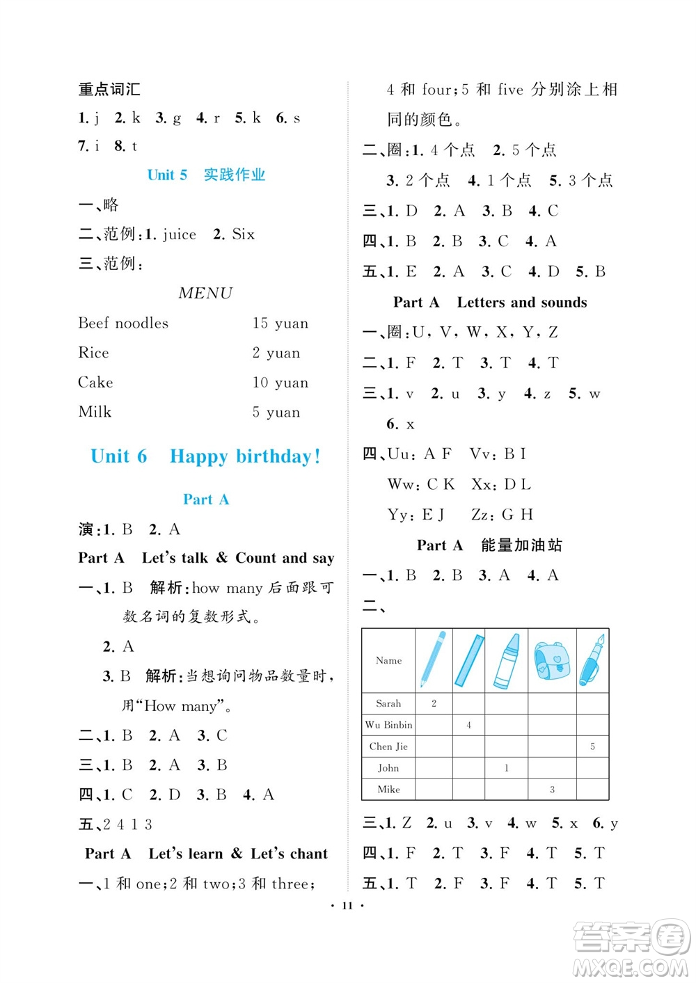 海南出版社2023年秋新課程學習指導三年級英語上冊人教版參考答案