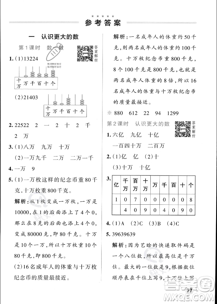 遼寧教育出版社2023年秋PASS小學(xué)學(xué)霸作業(yè)本四年級數(shù)學(xué)上冊北師大版答案