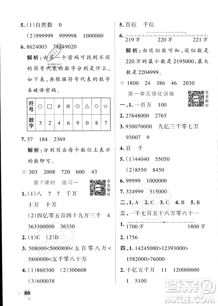 遼寧教育出版社2023年秋PASS小學(xué)學(xué)霸作業(yè)本四年級數(shù)學(xué)上冊北師大版答案