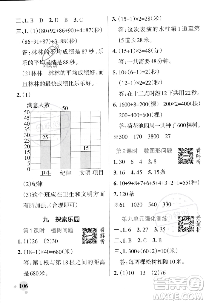 遼寧教育出版社2023年秋PASS小學(xué)學(xué)霸作業(yè)本四年級數(shù)學(xué)上冊冀教版答案