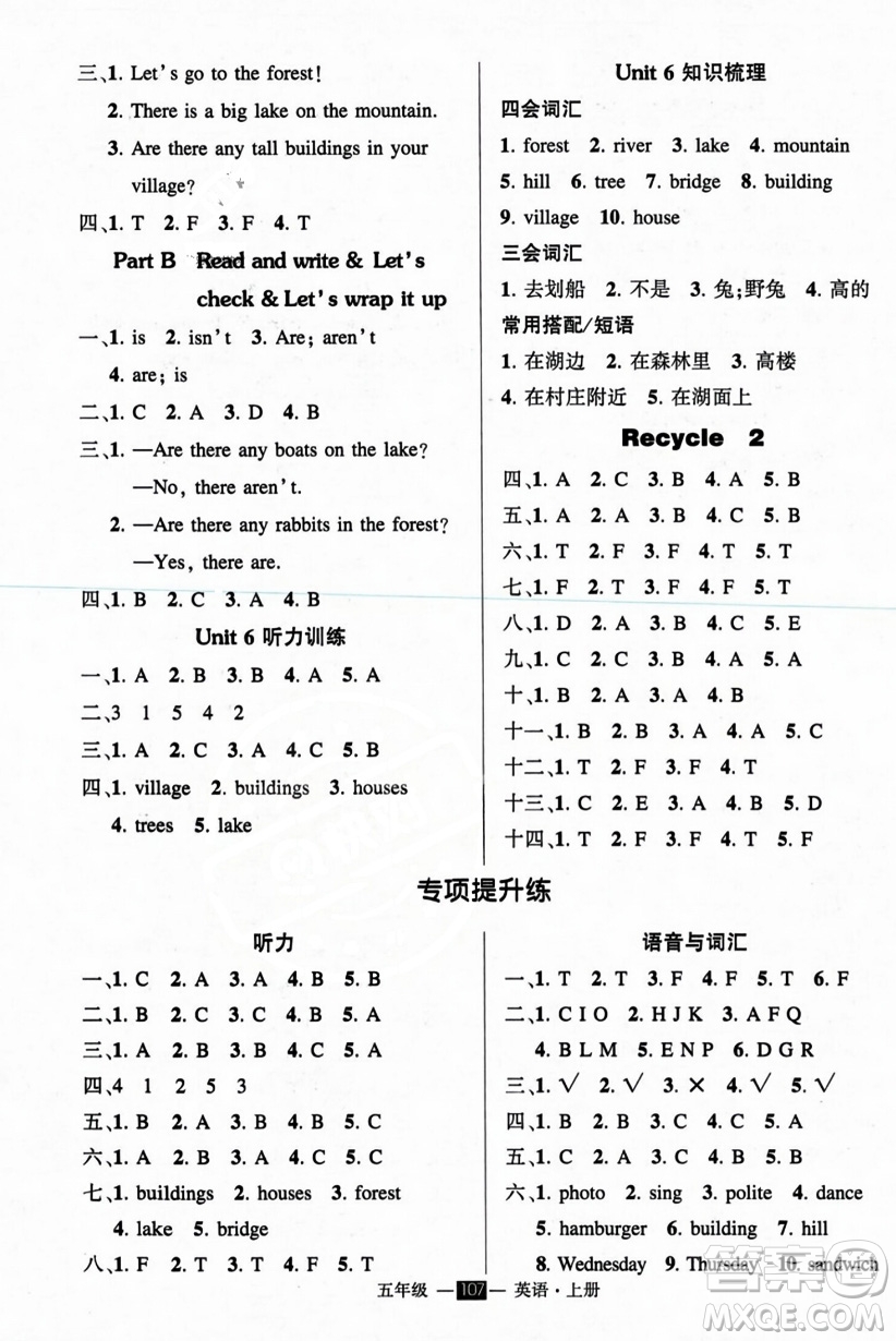 長(zhǎng)江出版社2023年秋狀元成才路創(chuàng)優(yōu)作業(yè)100分五年級(jí)英語上冊(cè)人教PEP版答案