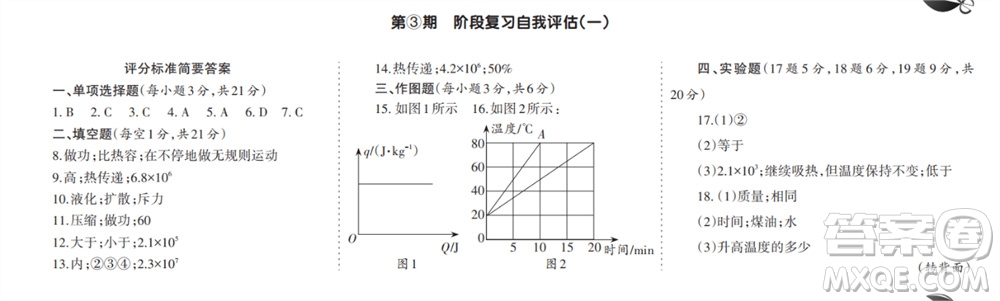 學(xué)習(xí)方法報(bào)2023-2024學(xué)年九年級(jí)物理上冊(cè)人教廣東版①-④期小報(bào)參考答案