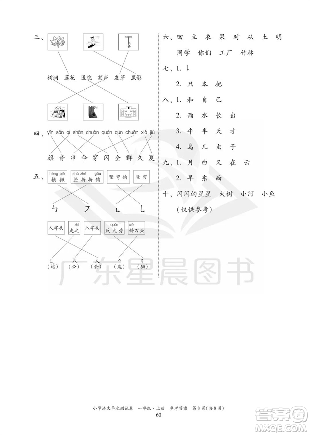 華南理工大學(xué)出版社2023年秋小學(xué)語(yǔ)文單元測(cè)試卷一年級(jí)上冊(cè)統(tǒng)編版參考答案