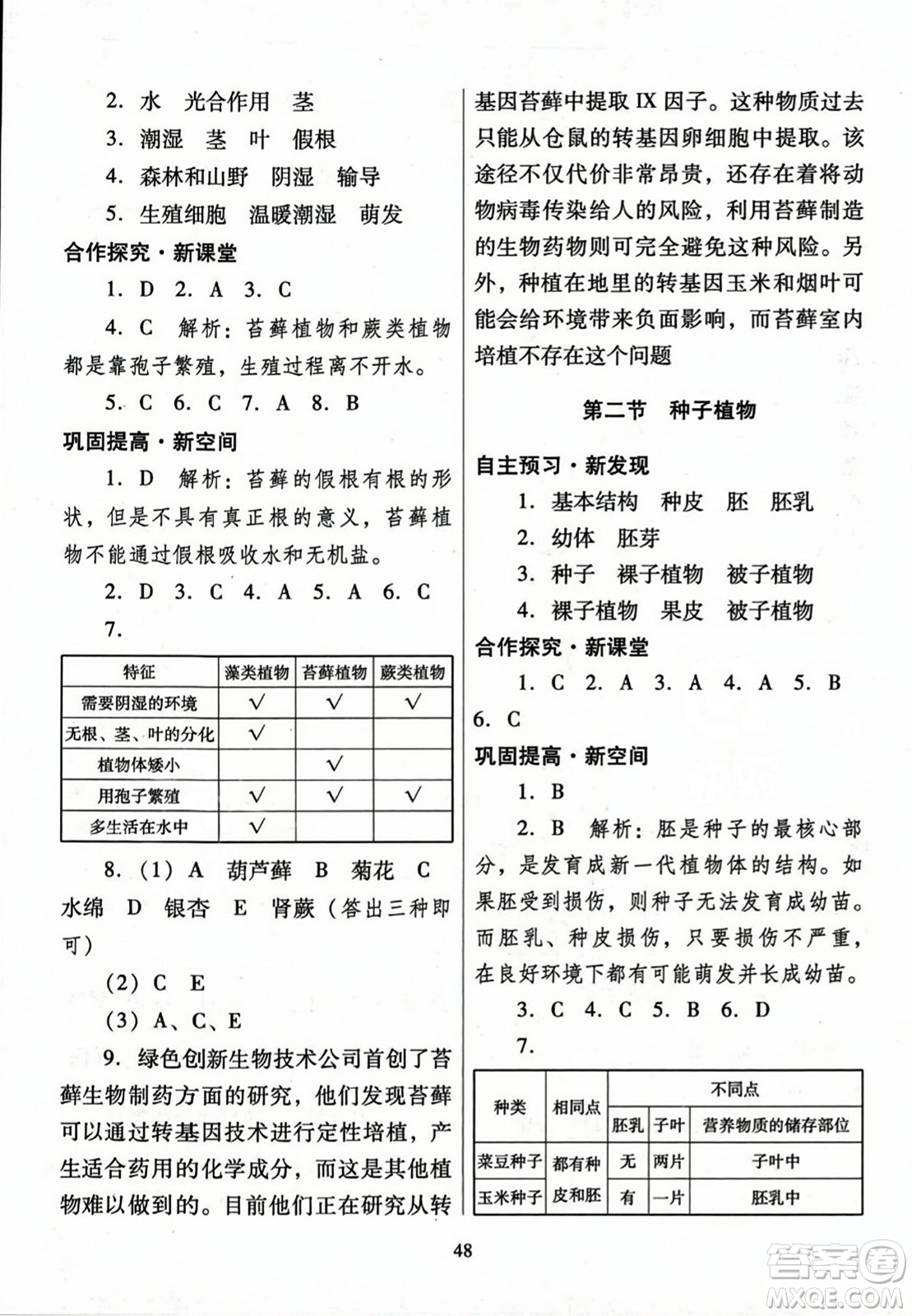 廣東教育出版社2023年秋南方新課堂金牌學(xué)案七年級(jí)生物上冊(cè)人教版答案