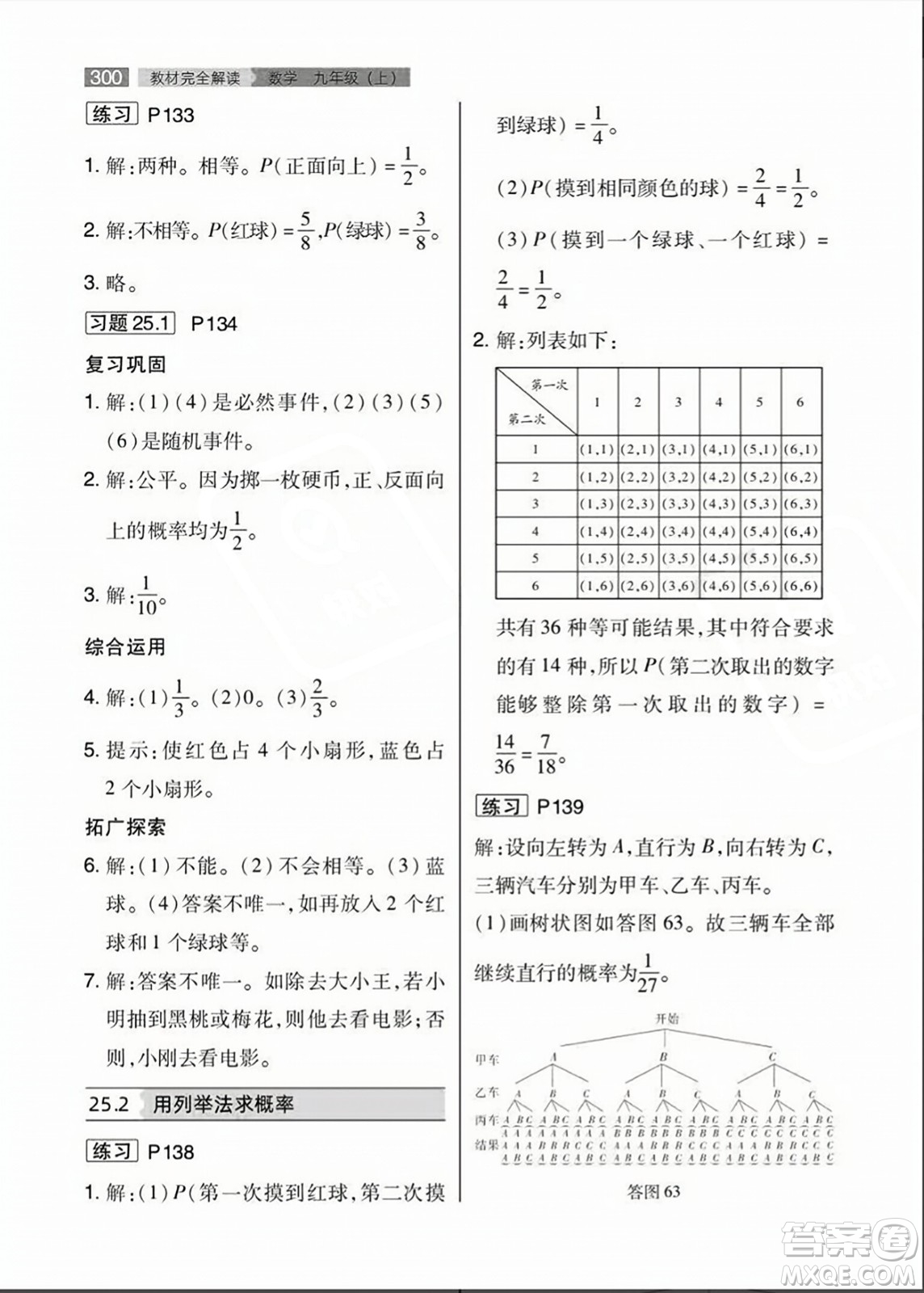 人民教育出版社2023年秋課本教材九年級數(shù)學上冊人教版答案