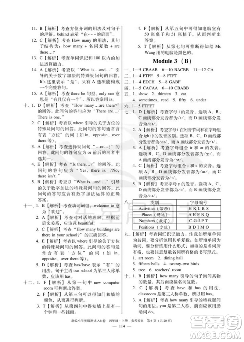 華南理工大學(xué)出版社2023年秋新編小學(xué)英語(yǔ)測(cè)試AB卷四年級(jí)上冊(cè)教科版版廣州專版參考答案