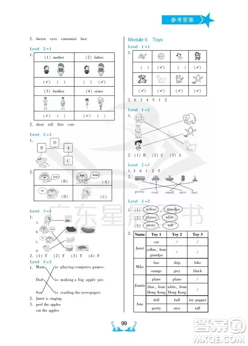 華南理工大學(xué)出版社2023年秋新編小學(xué)英語拓展聽讀寫三年級(jí)上冊(cè)教科版廣州專版參考答案