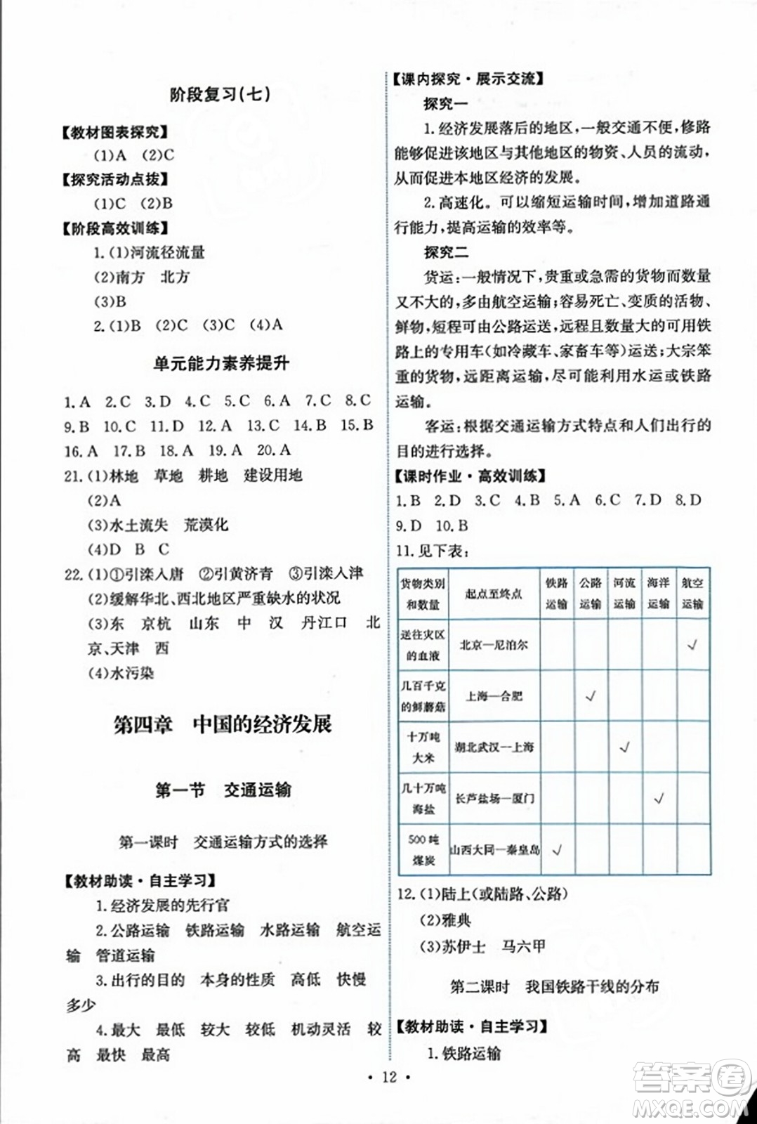 人民教育出版社2023年秋能力培養(yǎng)與測試八年級地理上冊人教版答案