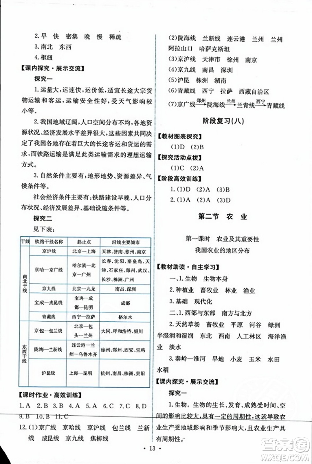 人民教育出版社2023年秋能力培養(yǎng)與測試八年級地理上冊人教版答案