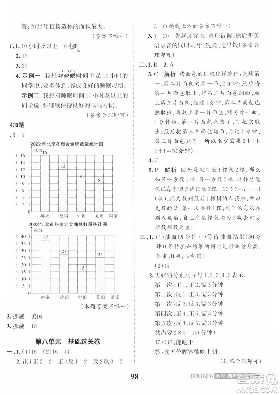 江西人民出版社2023年秋王朝霞培優(yōu)100分四年級(jí)數(shù)學(xué)上冊人教版答案