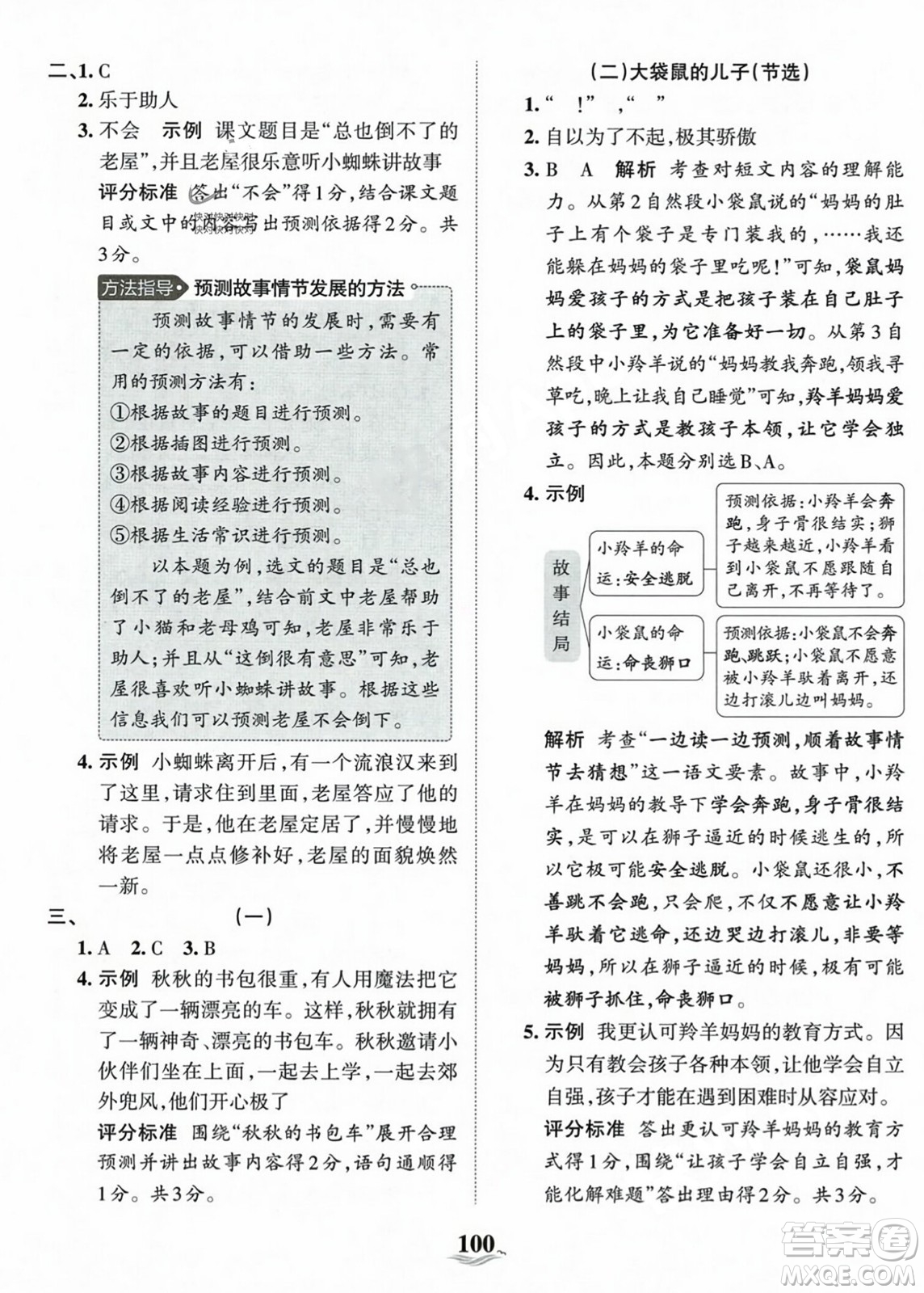 江西人民出版社2023年秋王朝霞培優(yōu)100分三年級(jí)語(yǔ)文上冊(cè)人教版答案