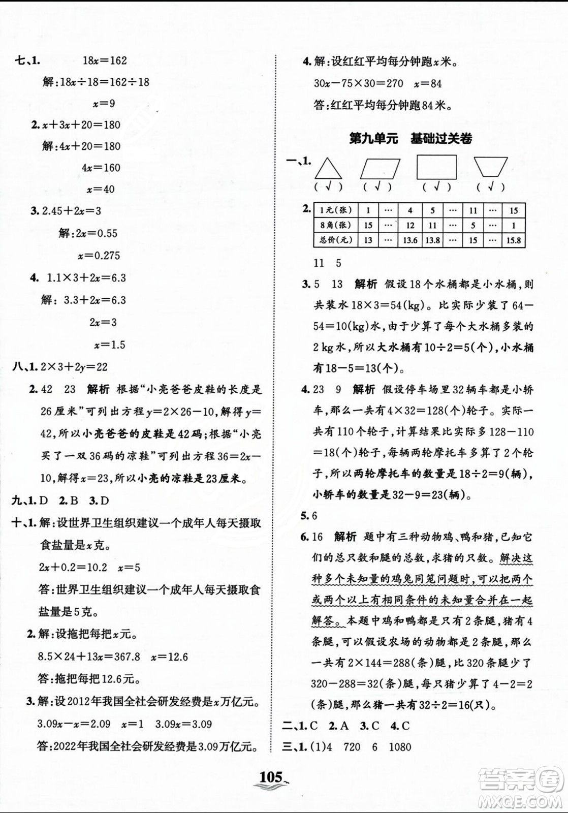 江西人民出版社2023年秋王朝霞培優(yōu)100分五年級(jí)數(shù)學(xué)上冊(cè)冀教版答案