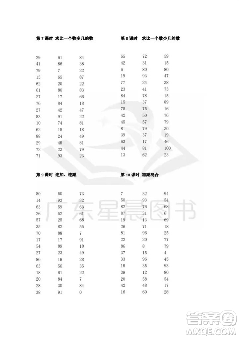 吉林出版集團股份有限公司2023年秋小學數(shù)學口算速算心算二年級上冊人教版參考答案