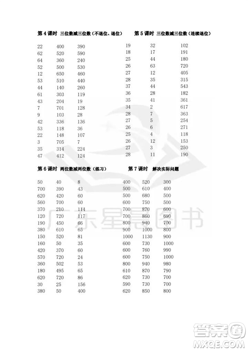 吉林出版集團(tuán)股份有限公司2023年秋小學(xué)數(shù)學(xué)口算速算心算三年級(jí)上冊(cè)人教版參考答案