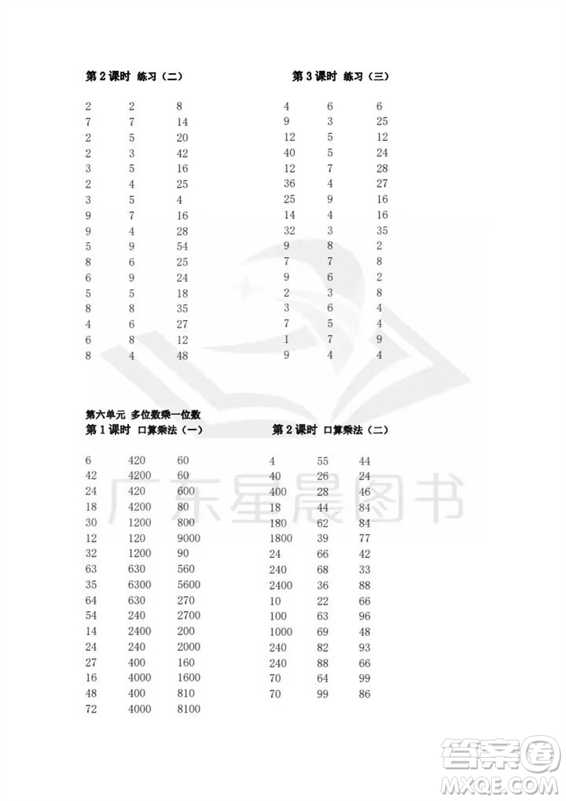 吉林出版集團(tuán)股份有限公司2023年秋小學(xué)數(shù)學(xué)口算速算心算三年級(jí)上冊(cè)人教版參考答案