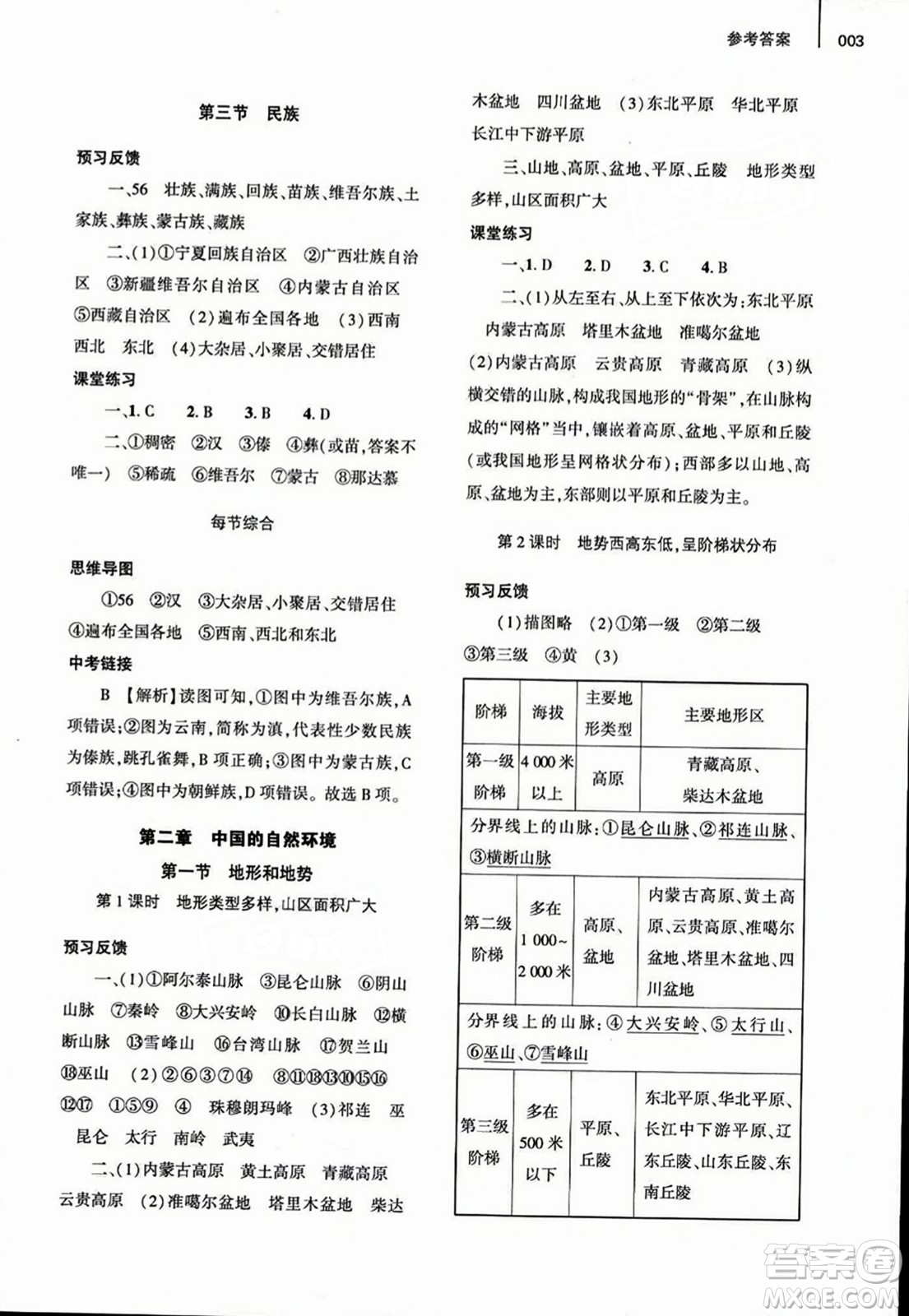 大象出版社2023年秋基礎(chǔ)訓(xùn)練八年級(jí)地理上冊(cè)人教版答案