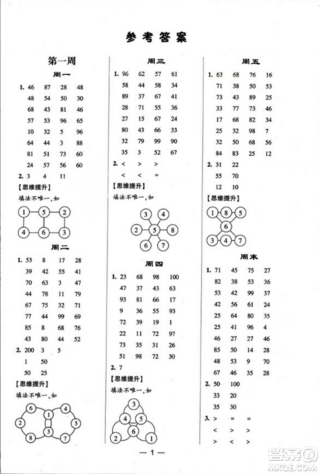 河海大學(xué)出版社2023年秋學(xué)霸計算達人二年級數(shù)學(xué)上冊人教版答案