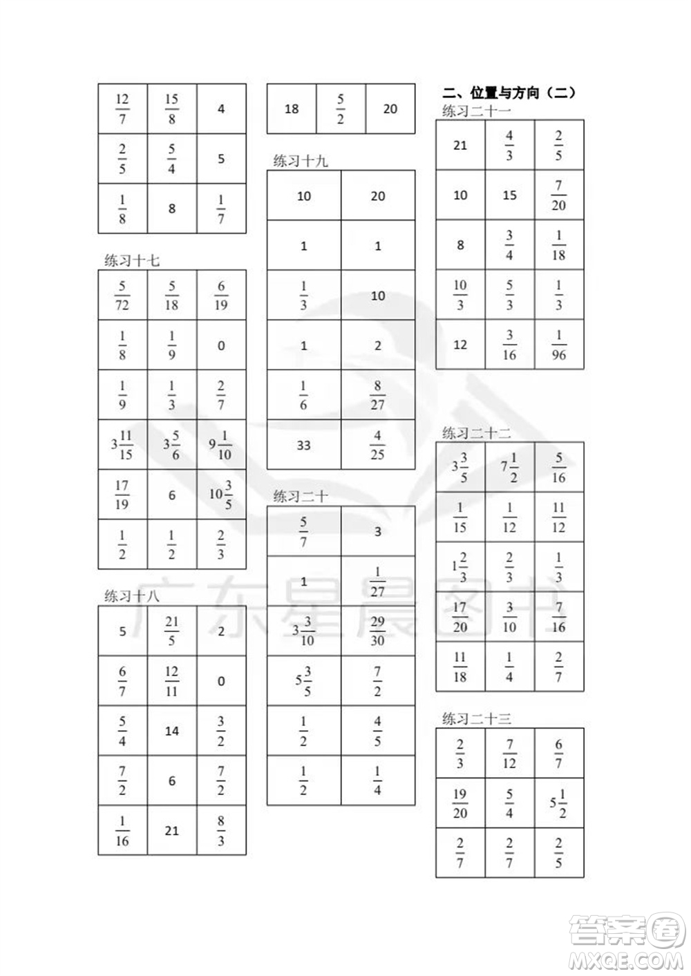 廣東人民出版社2023年秋核心素養(yǎng)數(shù)學口算每天一練六年級上冊人教版參考答案