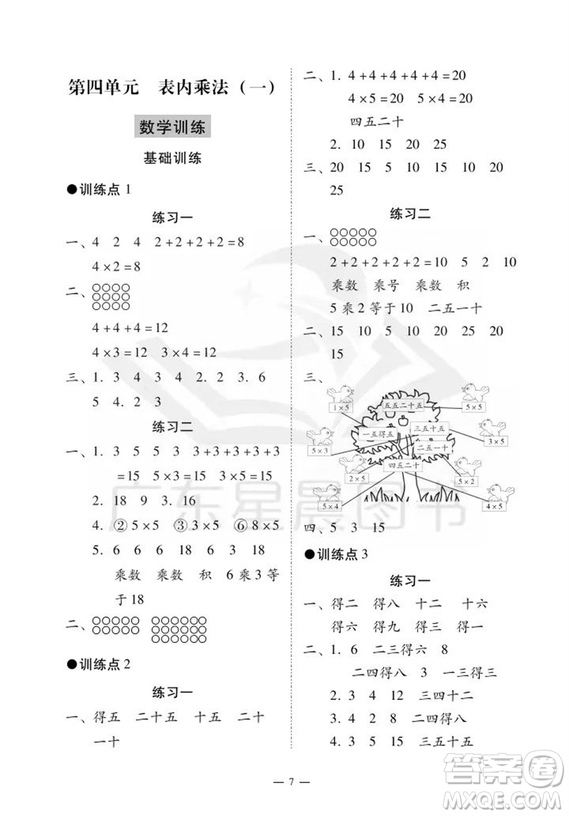 廣州出版社2023年秋小學(xué)數(shù)學(xué)目標(biāo)實(shí)施手冊(cè)二年級(jí)上冊(cè)人教版廣州專(zhuān)版參考答案