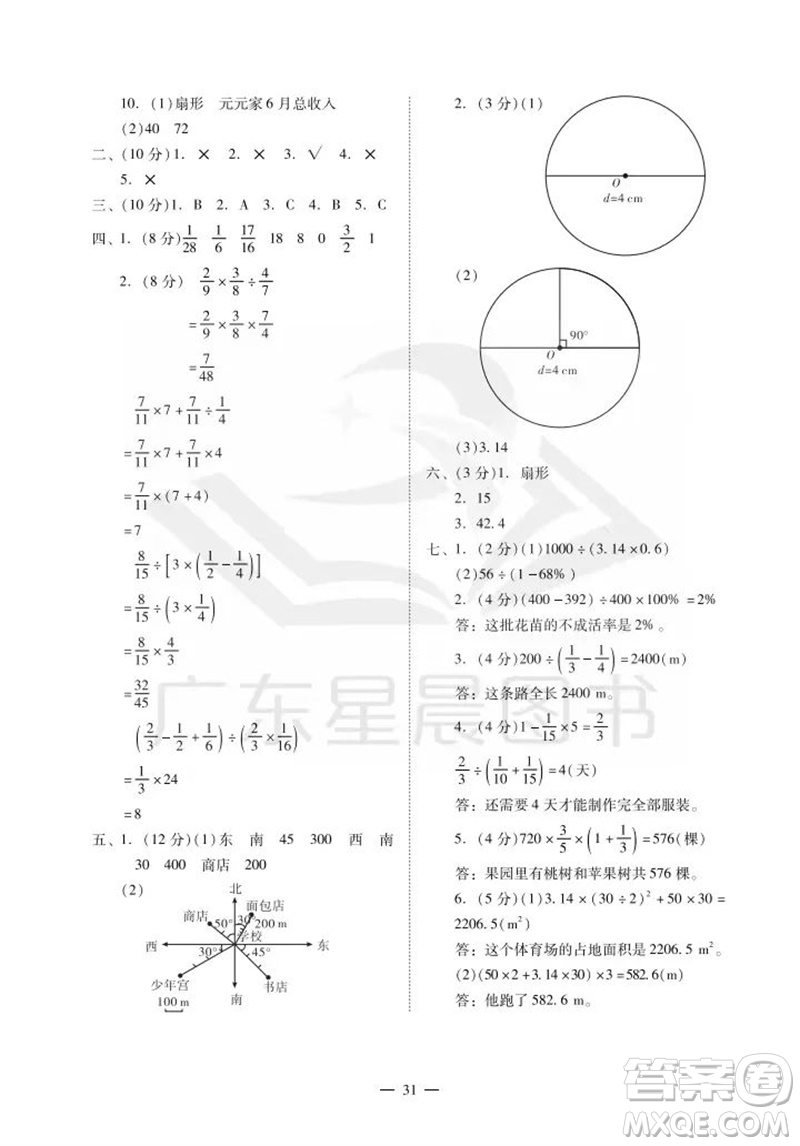 廣州出版社2023年秋小學(xué)數(shù)學(xué)目標(biāo)實(shí)施手冊(cè)六年級(jí)上冊(cè)人教版廣州專(zhuān)版參考答案