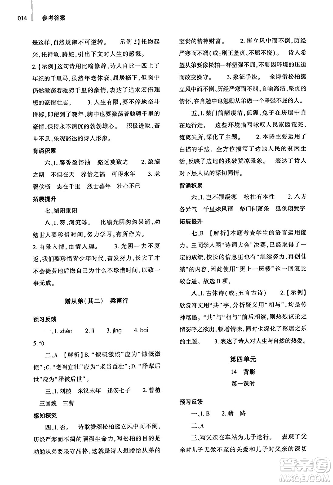 大象出版社2023年秋基礎(chǔ)訓(xùn)練八年級語文上冊人教版答案