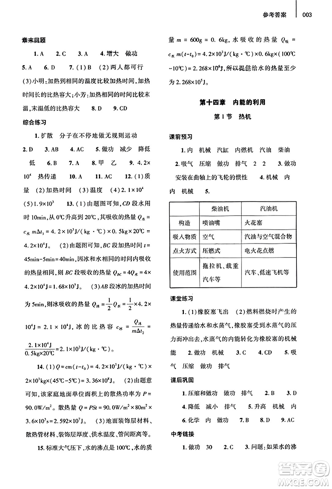 大象出版社2023年秋基礎(chǔ)訓(xùn)練九年級(jí)物理全一冊(cè)人教版答案