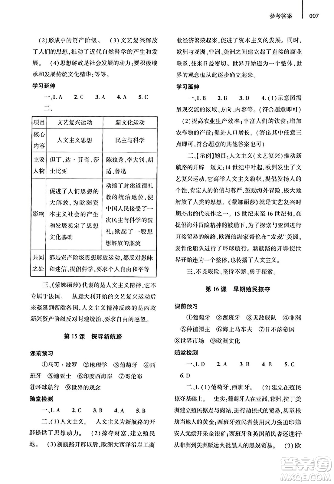 大象出版社2023年秋基礎(chǔ)訓(xùn)練九年級(jí)歷史上冊(cè)人教版答案